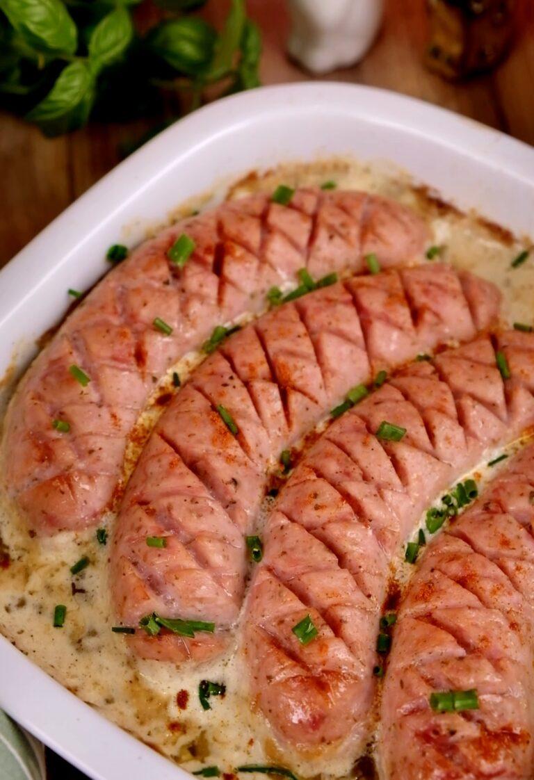 Pieczona biała kiełbasa